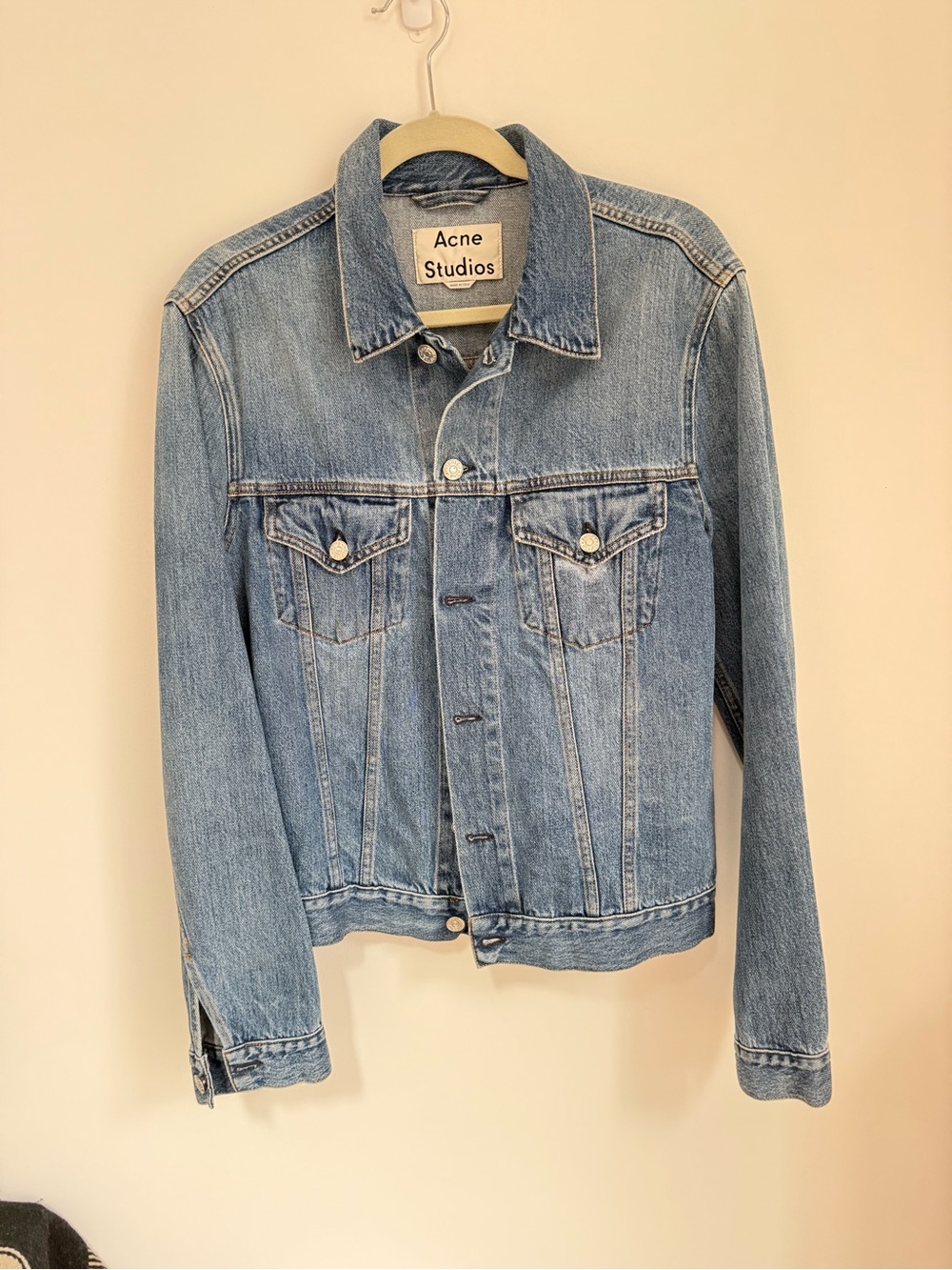 Acne Light Blue Denim Jacket with Label Detail